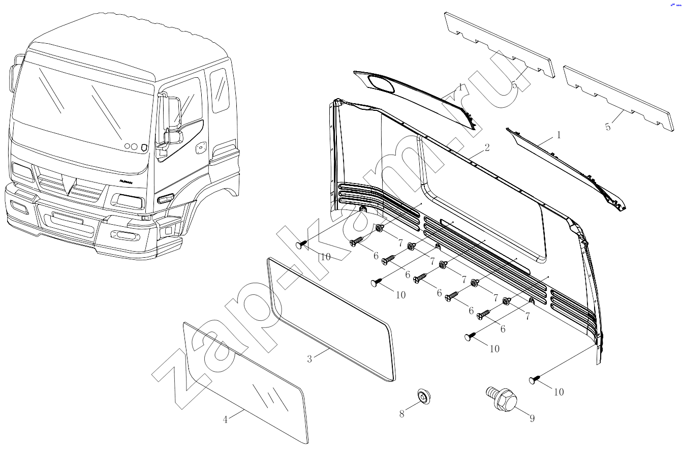 Схема/чертеж: 1SB2495610101 Rear wall accessories / Foton 3253DLPJE-0RZA01