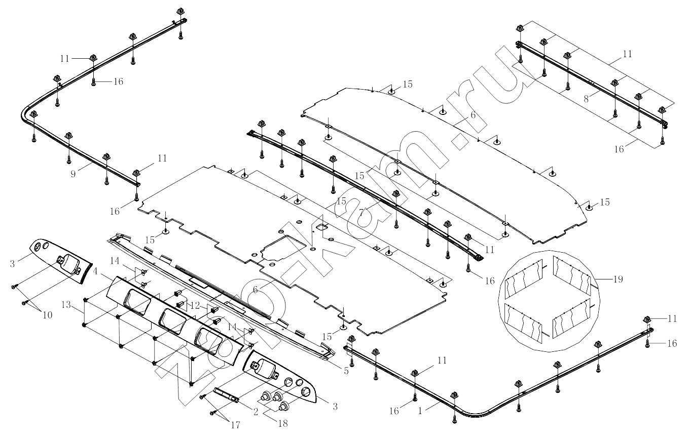 Схема/чертеж: 1SB2495720404 Roof accessories / Foton 3253DLPJE-0RZA01