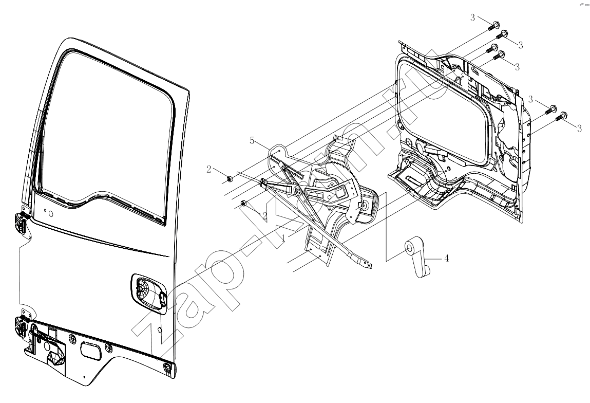 Схема/чертеж: 1SB2496140101 Glass lifter mechanism(manual) / Foton 3253DLPJE-0RZA01