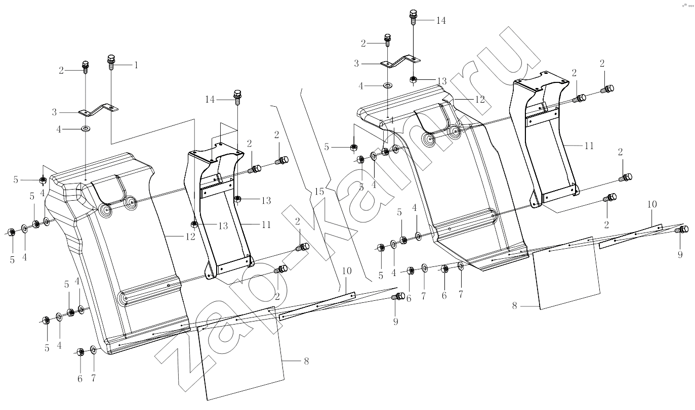 Схема/чертеж: 1SB2498430212 Mudguard-frame / Foton 3253DLPJE-0RZA01