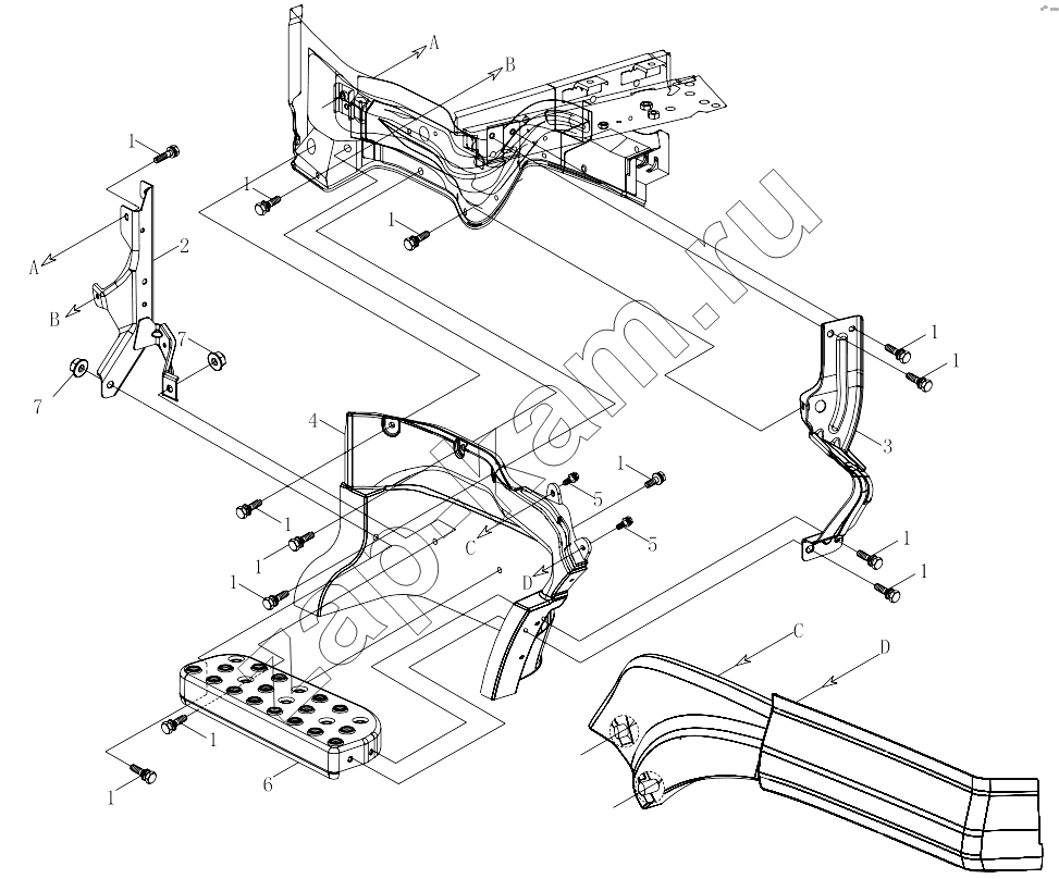 Схема/чертеж: 1SB2498450403 Step board-body part / Foton 3253DLPJE-0RZA01