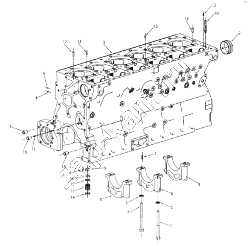 Схема/чертеж: 1S42591000201 Engine-cylinder block / Foton 4189SLFKA-AEZA01