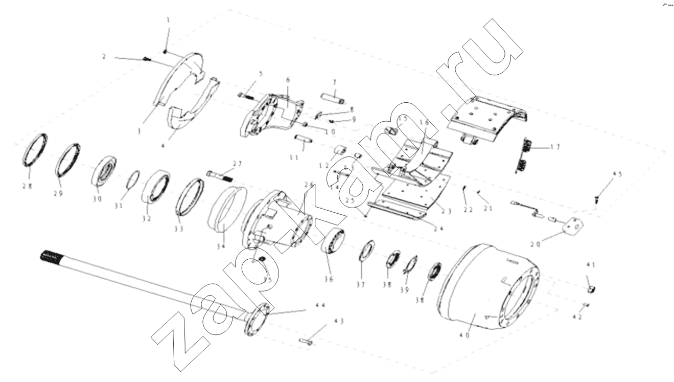 Схема/чертеж: 1S42492400103 Rear axle-single stage axle wheel reducer / Foton 4189SLFKA-AEZA01