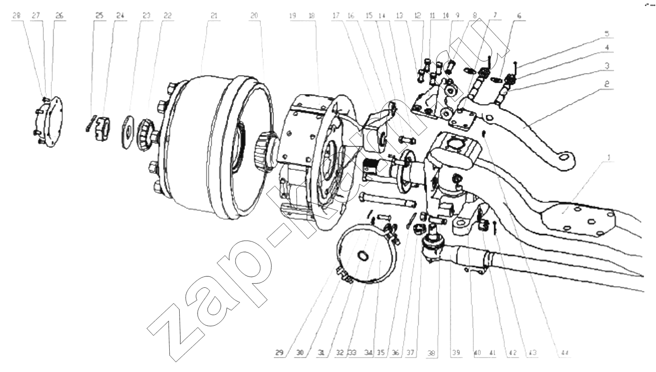 Схема/чертеж: 1S42593000011 Front axle-front axle assembly / Foton 4189SLFKA-AEZA01