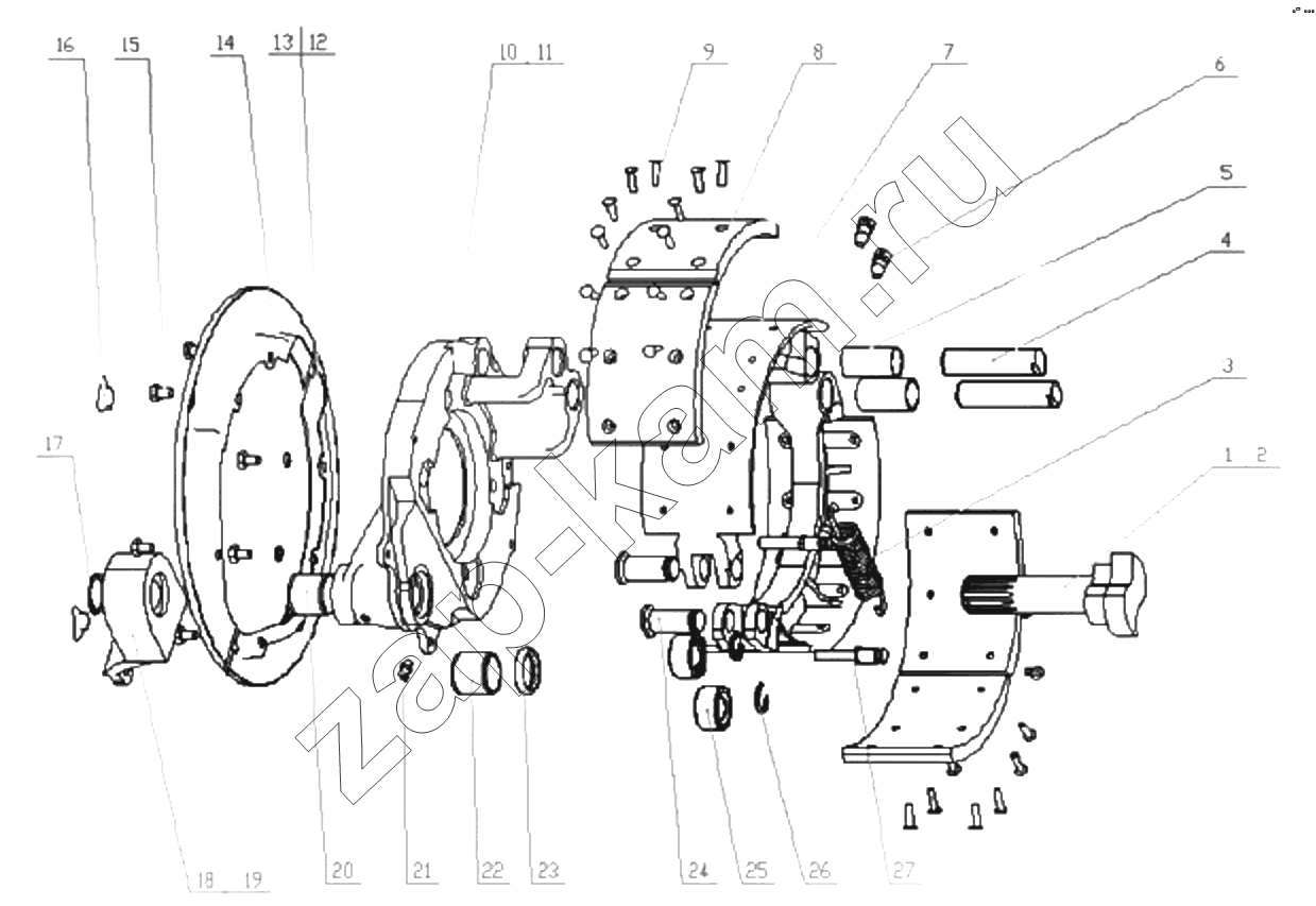 Схема/чертеж: 1S42593000011 Front axle-brake assembly / Foton 4189SLFKA-AEZA01