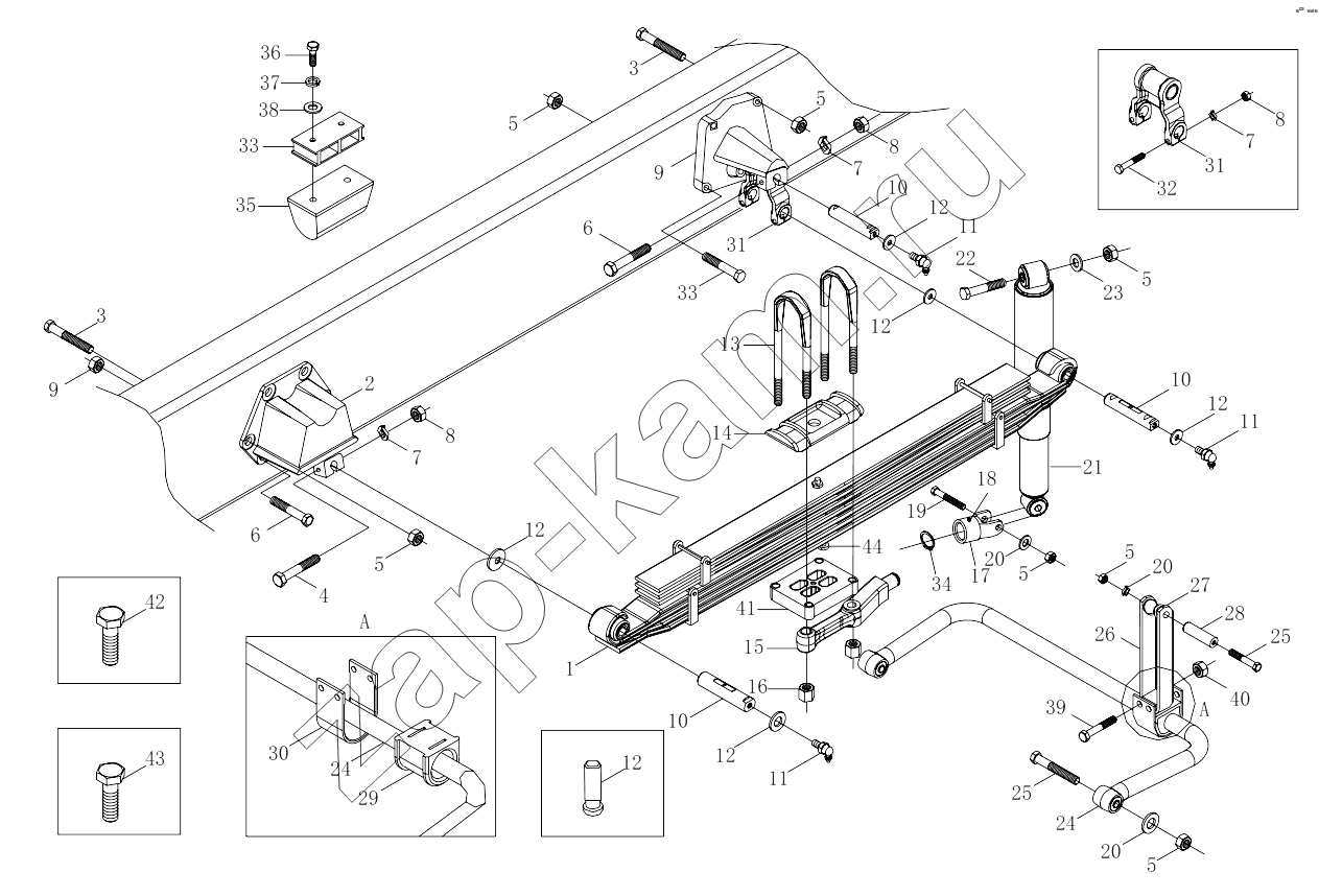 Схема/чертеж: 1S41892950203 Rear suspension / Foton 4189SLFKA-AEZA01