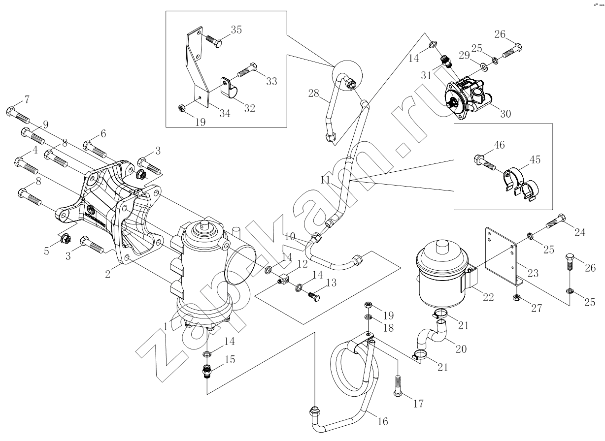 Схема/чертеж: 1S41893400201 Steering gear and accessories / Foton 4189SLFKA-AEZA01
