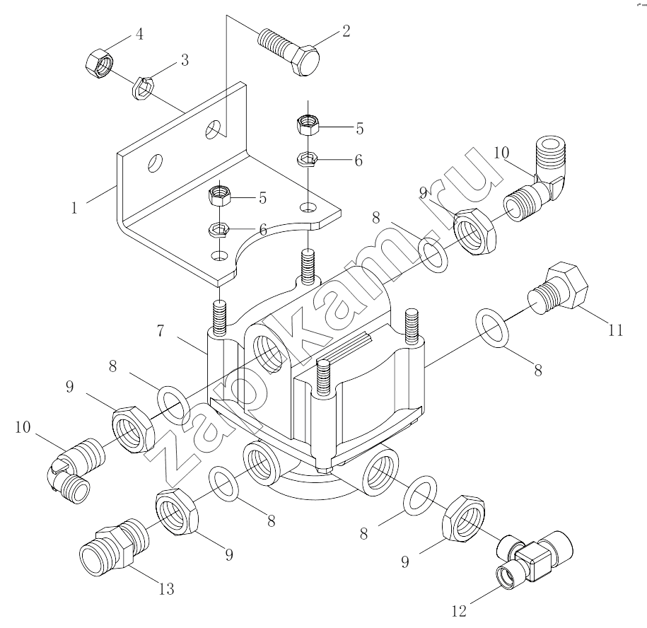 Схема/чертеж: 1S4189356B001 Brake pipe-differential valve assembly / Foton 4189SLFKA-AEZA01