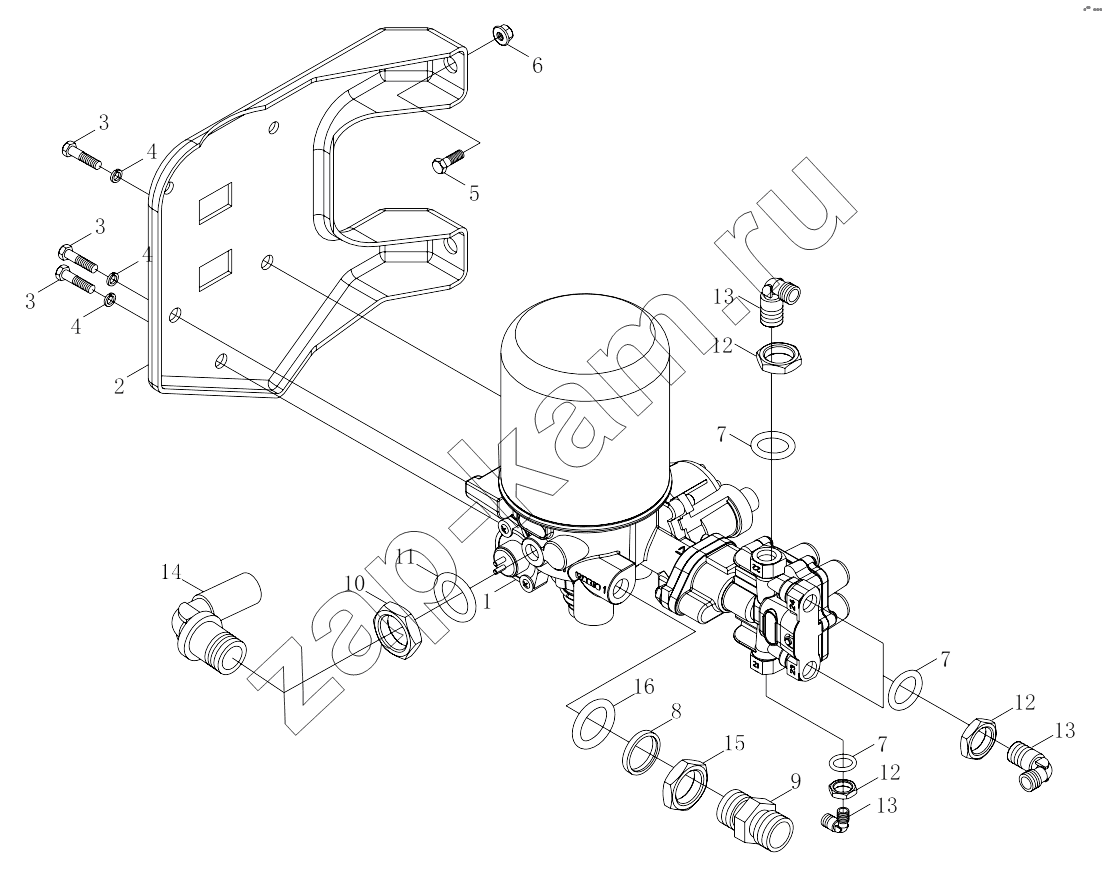 Схема/чертеж: 1S4189356F001 Brake piping-drier module / Foton 4189SLFKA-AEZA01