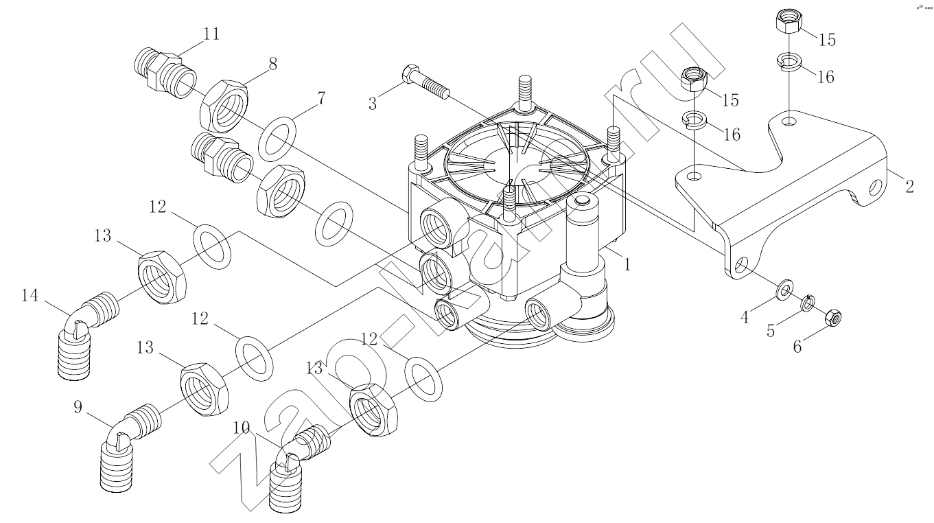 Схема/чертеж: 1S41893568001 Brake line-trailer valve module / Foton 4189SLFKA-AEZA01