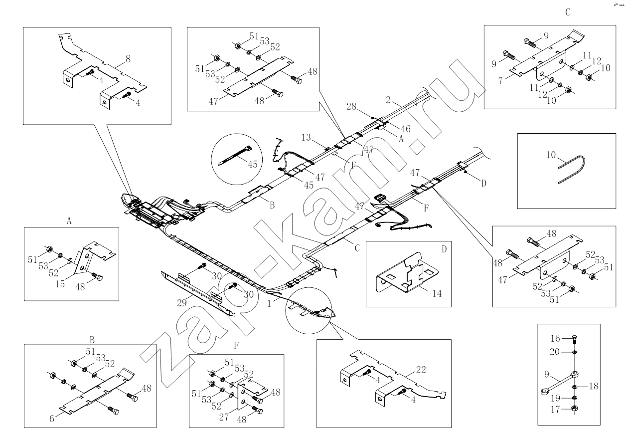 Схема/чертеж: 1S41893620711 Chassis harness / Foton 4189SLFKA-AEZA01