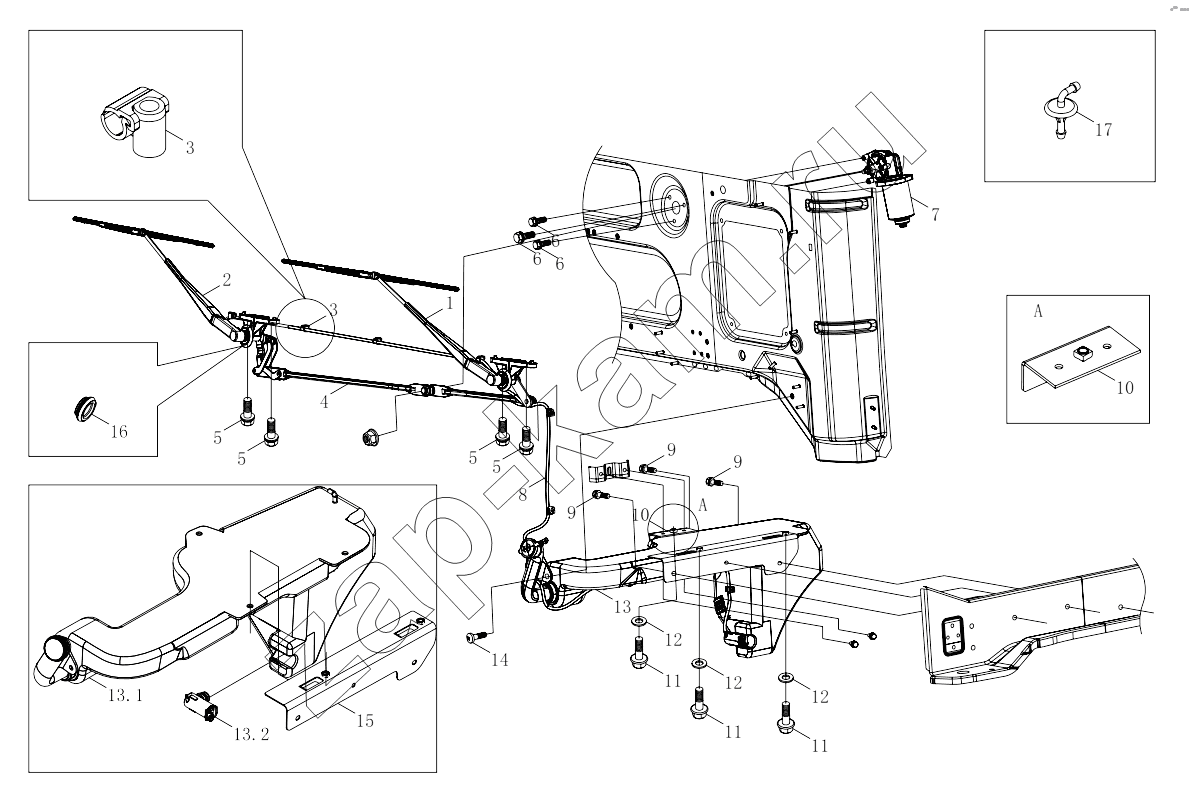 Схема/чертеж: 1SB2485250001 Wiper and washer / Foton 4189SLFKA-AEZA01