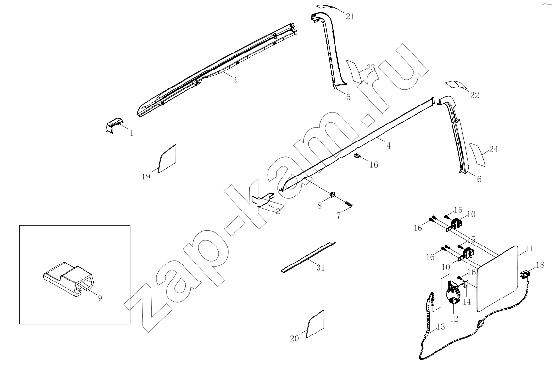 Схема/чертеж: 1SB2485410401 Exterior trim, side wall / Foton 4189SLFKA-AEZA01