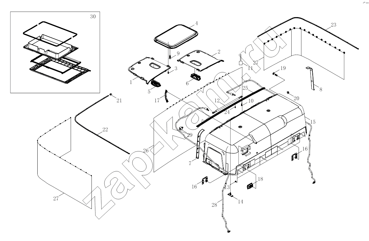 Схема/чертеж: 1SB2485720001 Roof inner trim / Foton 4189SLFKA-AEZA01