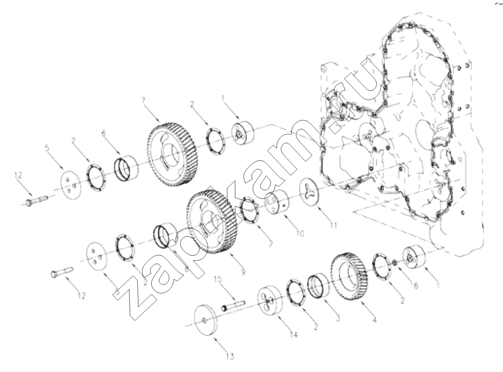 Схема/чертеж: 1S42591000201 Engine-idler gear, gear chamber / Foton 4189SLFKA-AEZA01
