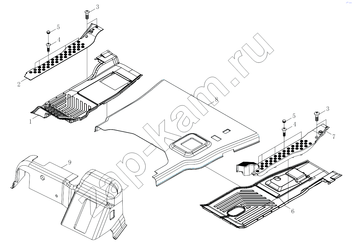 Схема/чертеж: 1SB2485120402 Floor trim parts / Foton 4189SLFKA-AEZA01