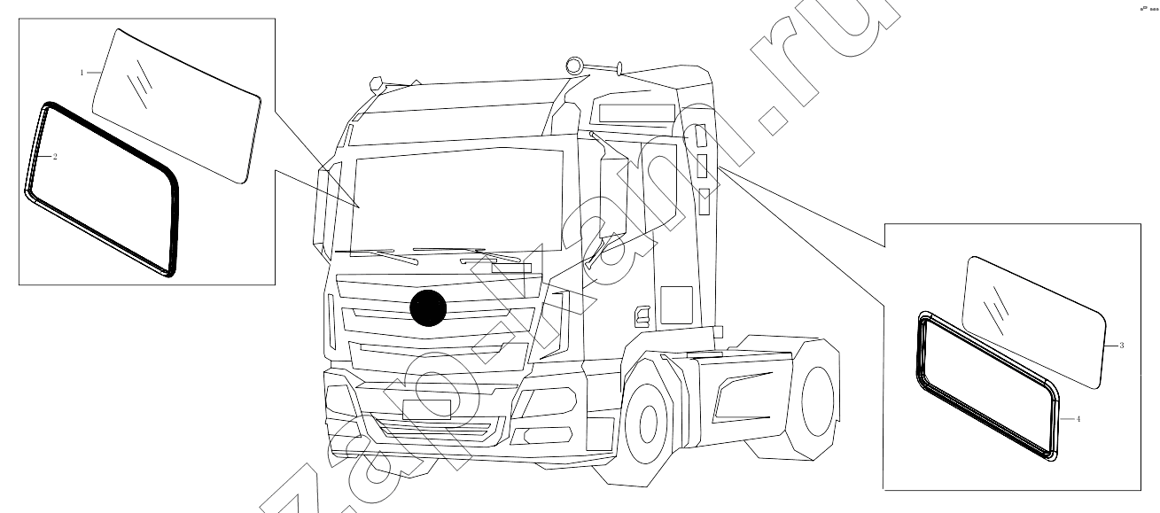 Схема/чертеж: 1SB2485210002 Windshield (FR and RR) / Foton 4189SLFKA-AEZA01