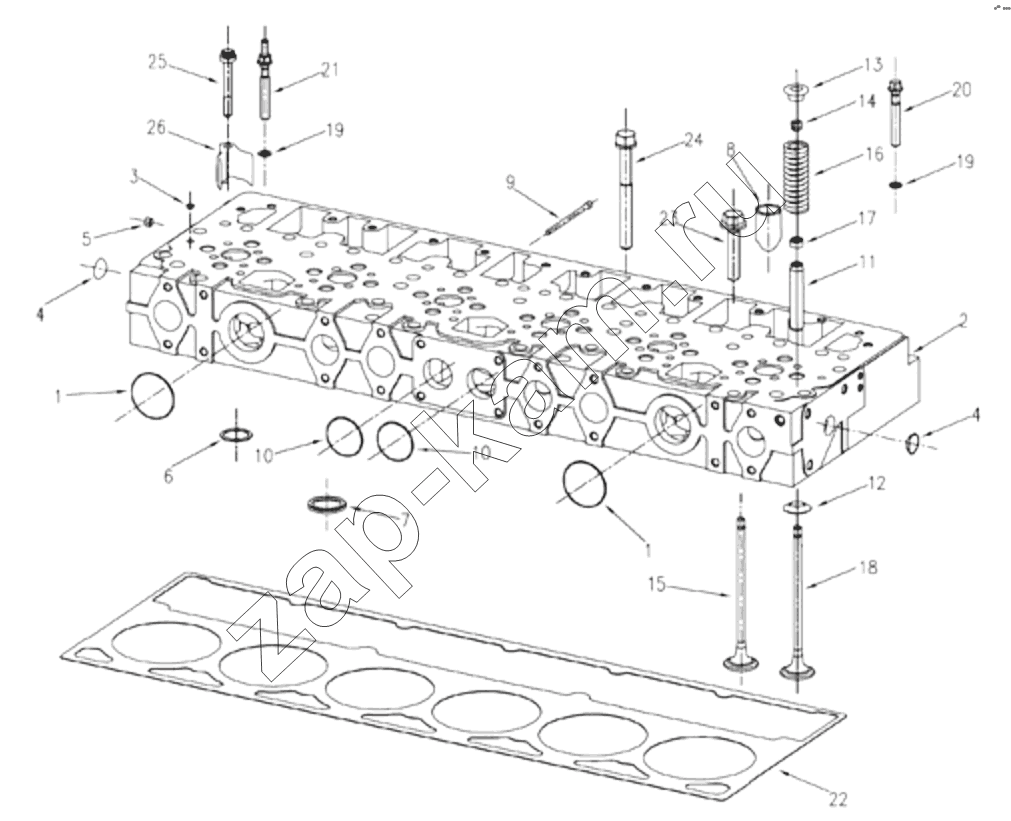 Схема/чертеж: 1S42591000201 Engine-cylinder head assembly / Foton 4189SLFKA-AEZA01