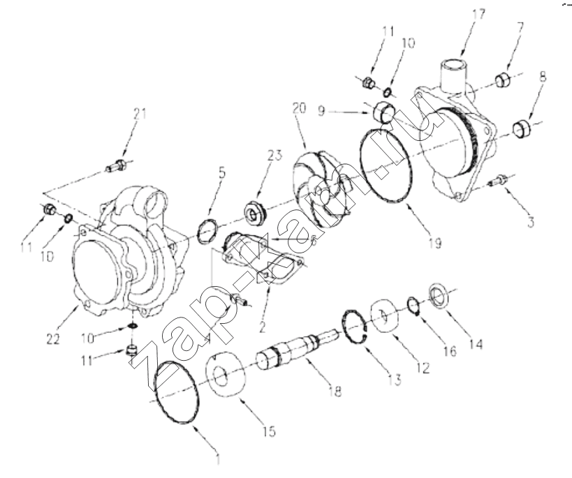 Схема/чертеж: 1S42591000201 Engine-water pump assembly / Foton 4189SLFKA-AEZA01