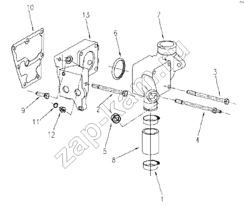 Схема/чертеж: 1S42591000201 Engine-thermostat housing / Foton 4189SLFKA-AEZA01