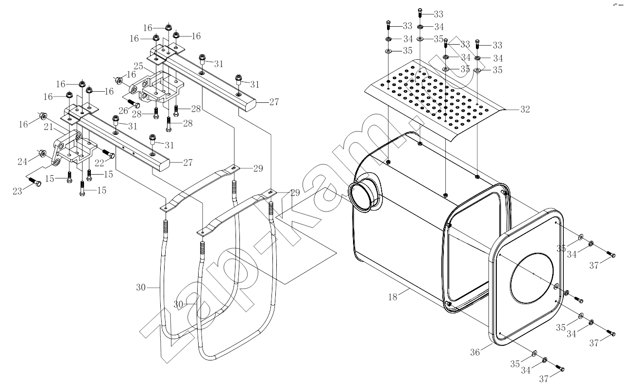 Схема/чертеж: 1S41891200601 Exhaust system-1 / Foton 4189SLFKA-AEZA01