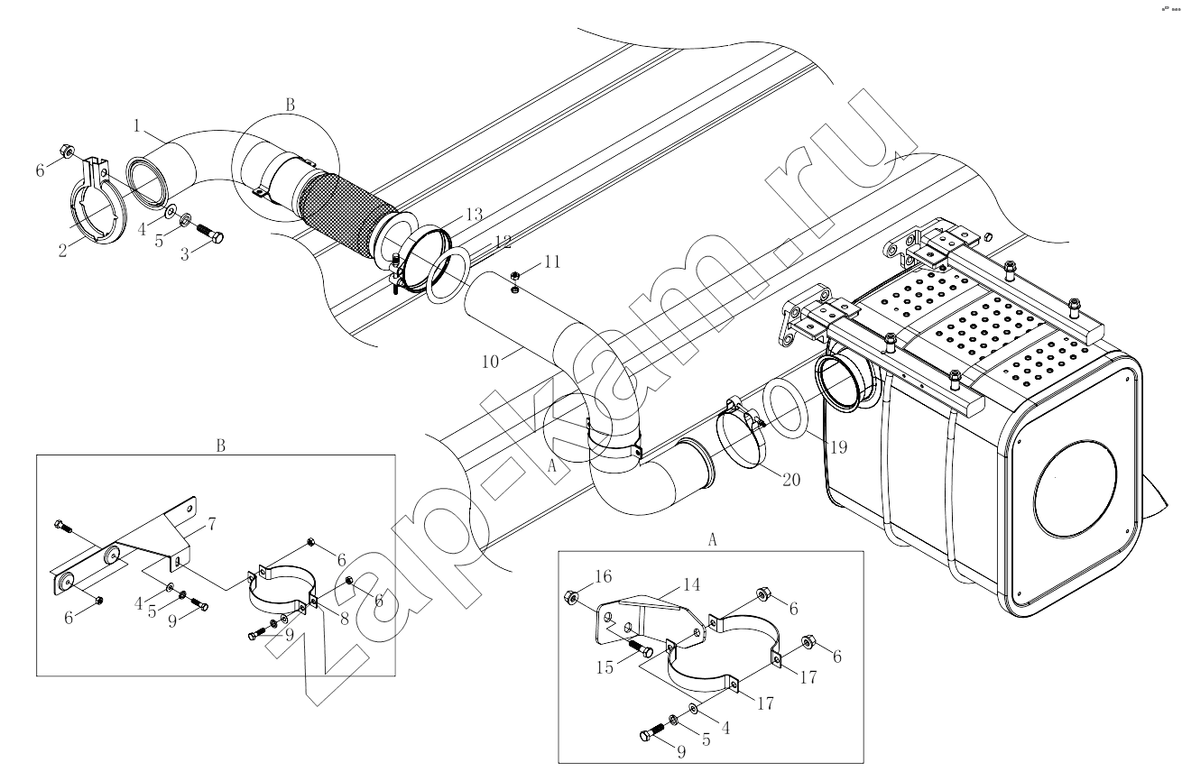 Схема/чертеж: 1S41891200601 Exhaust system-1 / Foton 4189SLFKA-AEZA01