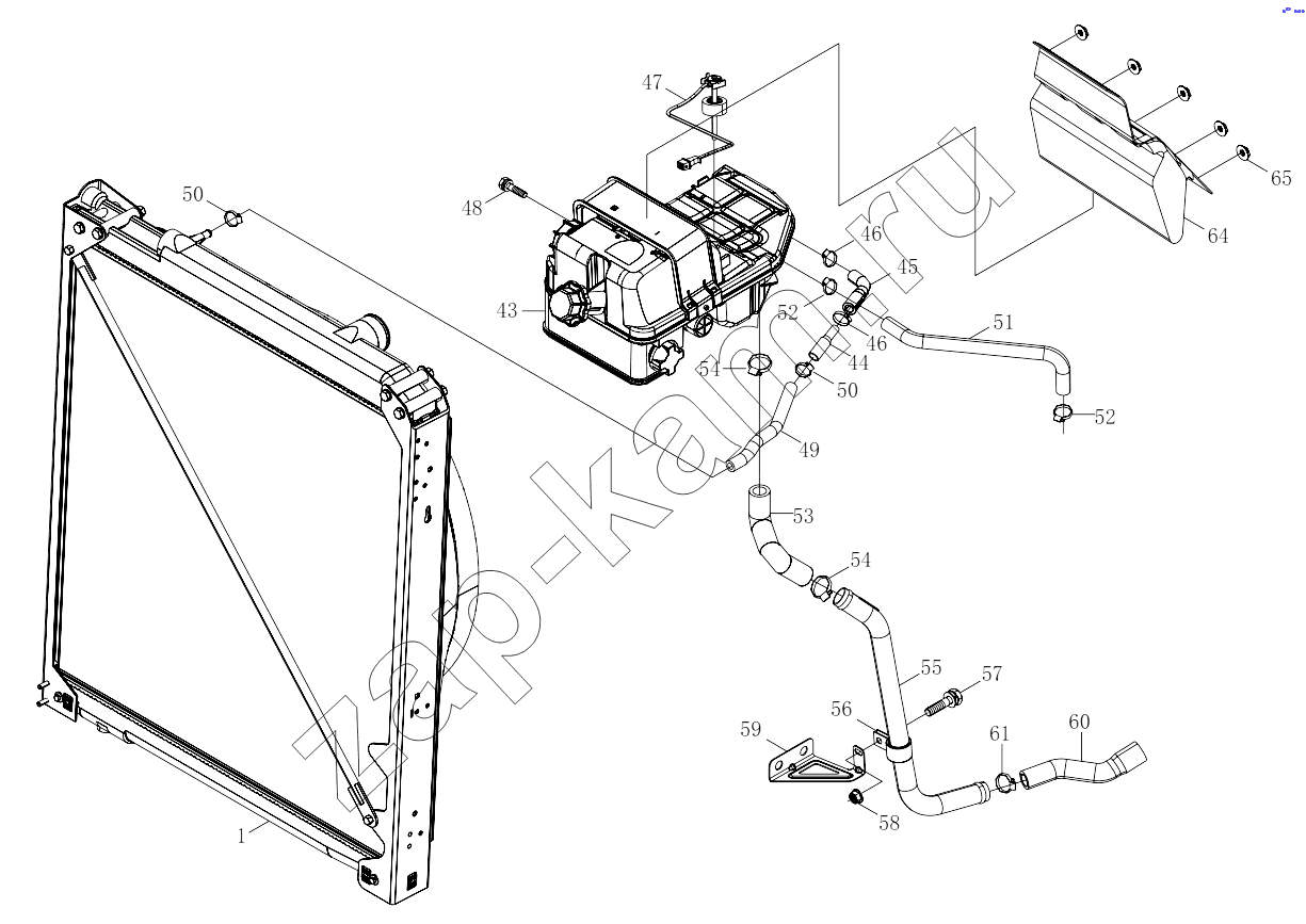 Схема/чертеж: 1S42591300401 Cooling system / Foton 4189SLFKA-AEZA01