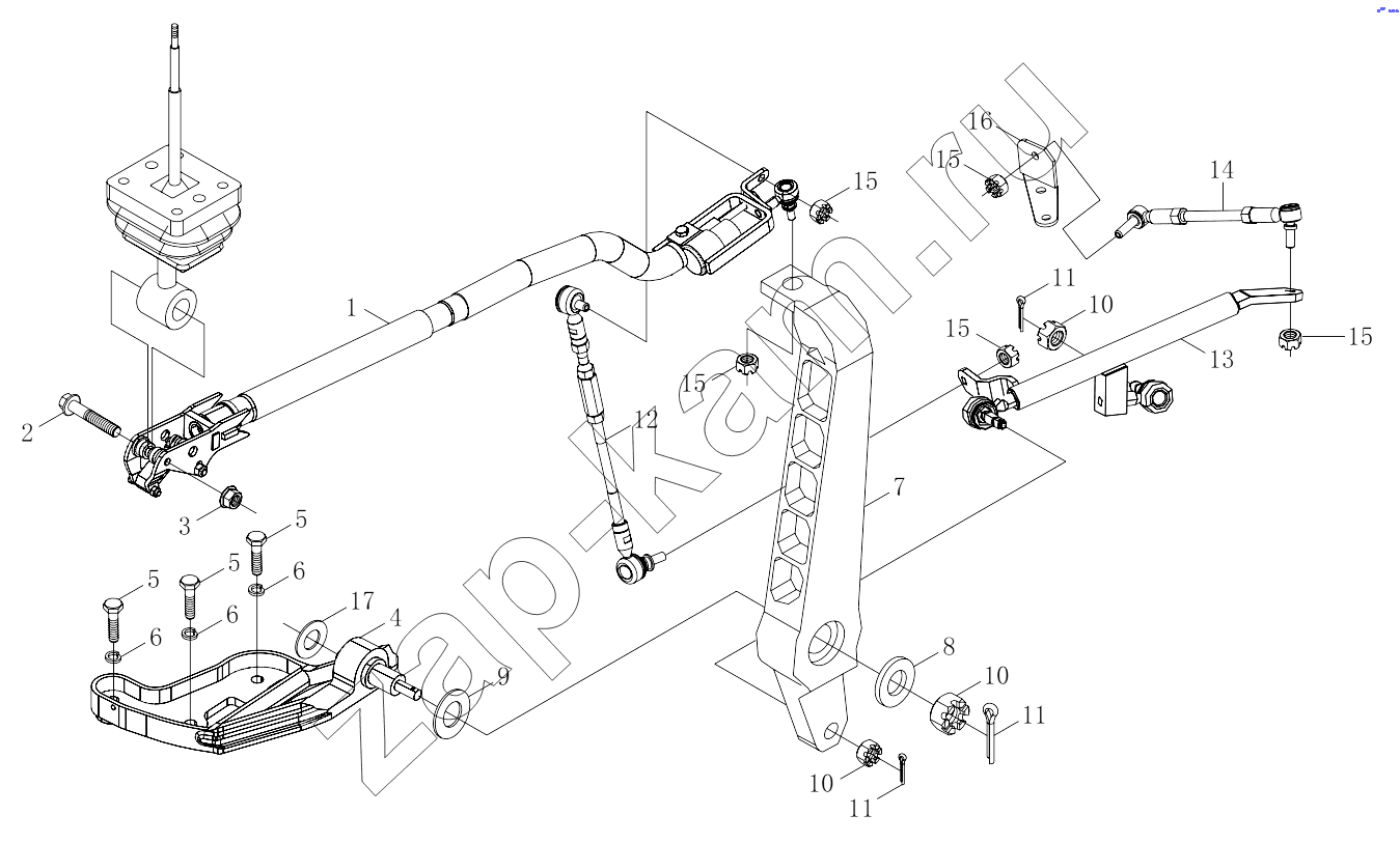 Схема/чертеж: 1S42591721901 Gearbox control mechanism / Foton 4189SLFKA-AEZA01