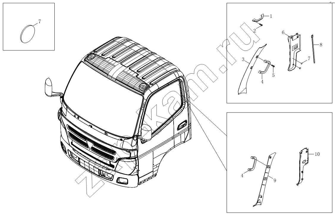 Схема/чертеж: Аксессуары боковой обшивки 1SB1805410101 / Foton BJ1039, BJ1049 (Aumark III)