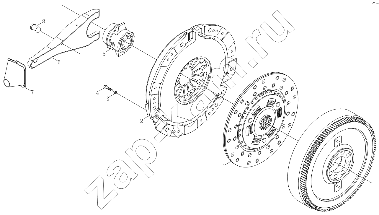 Схема/чертеж: Сцепление 1S10491610112, 1S10491610101 / Foton BJ1039, BJ1049 (Aumark III)