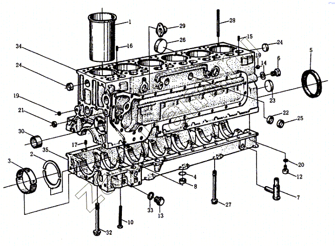 Схема/чертеж: Блок цилиндров WD615 / HOWO Howo cnhtc-huaxin