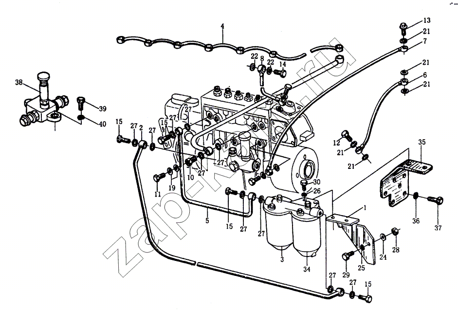 Схема/чертеж: Топливные шланги WD615 / HOWO Howo cnhtc-huaxin