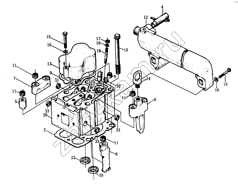 Схема/чертеж: Головка цилиндров WD615 / HOWO Howo cnhtc-huaxin