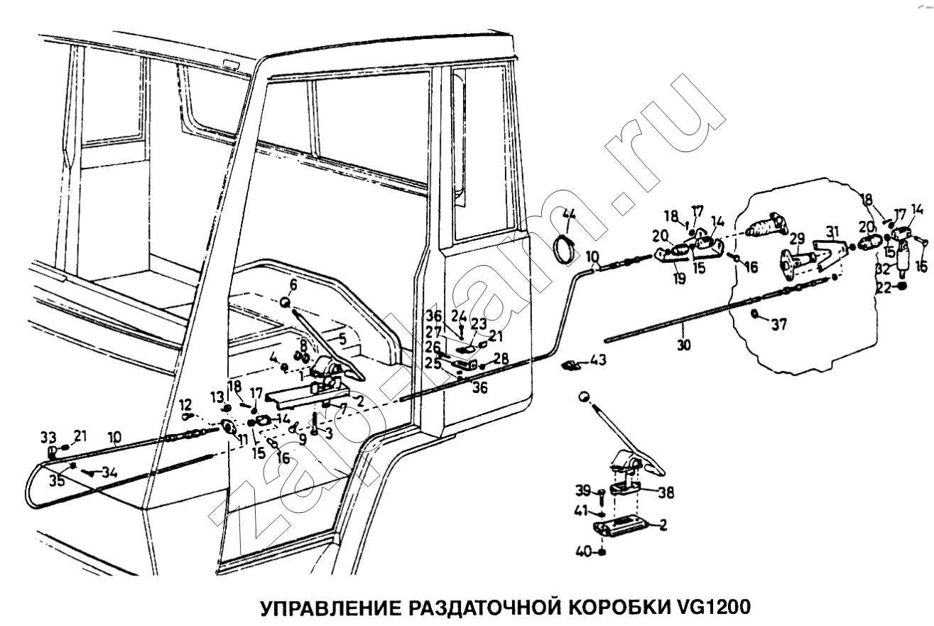 Схема/чертеж: Управление раздаточной коробки VG1200 / HOWO Howo