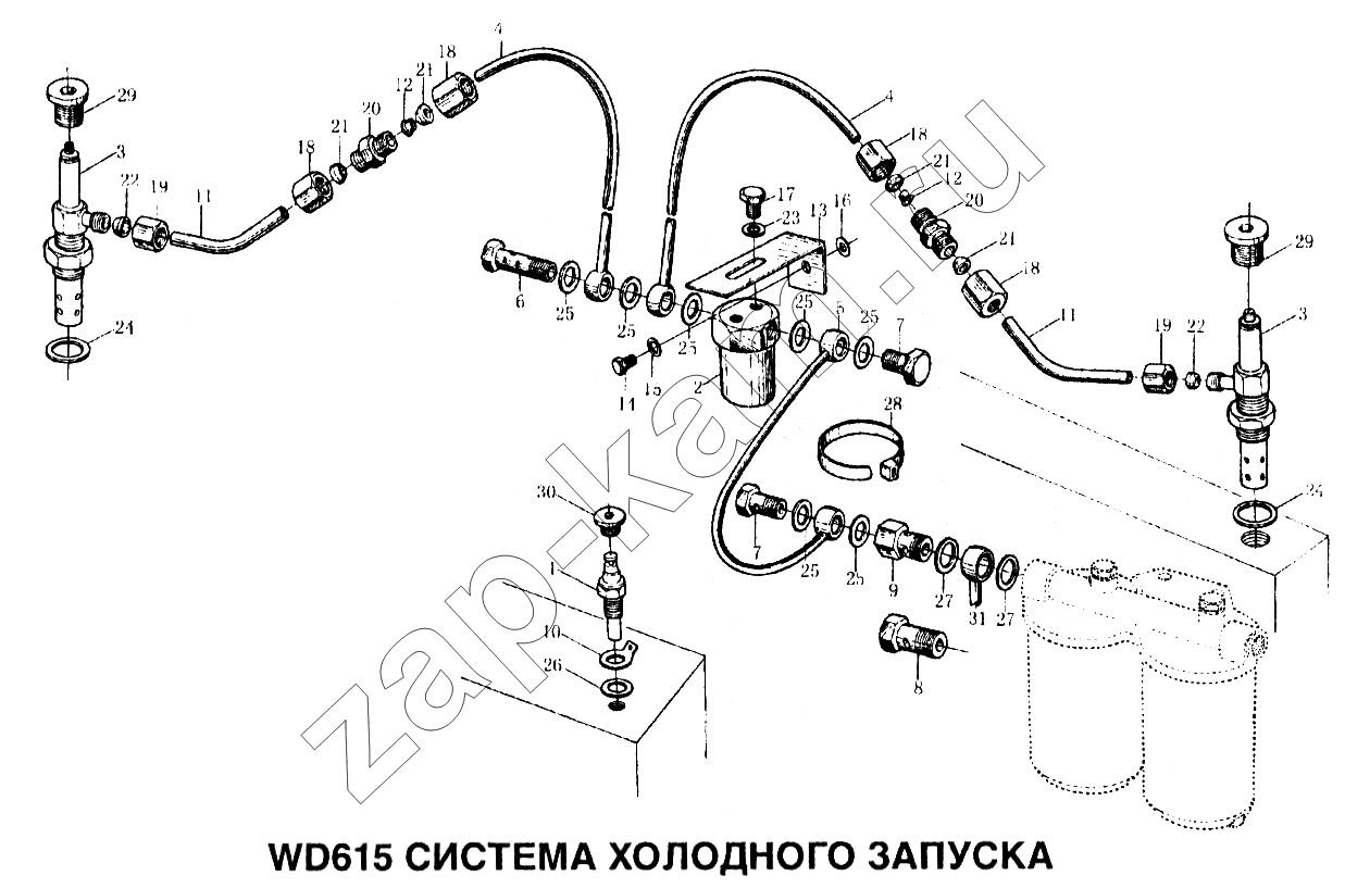 Схема/чертеж: Система холодного запуска / HOWO Howo