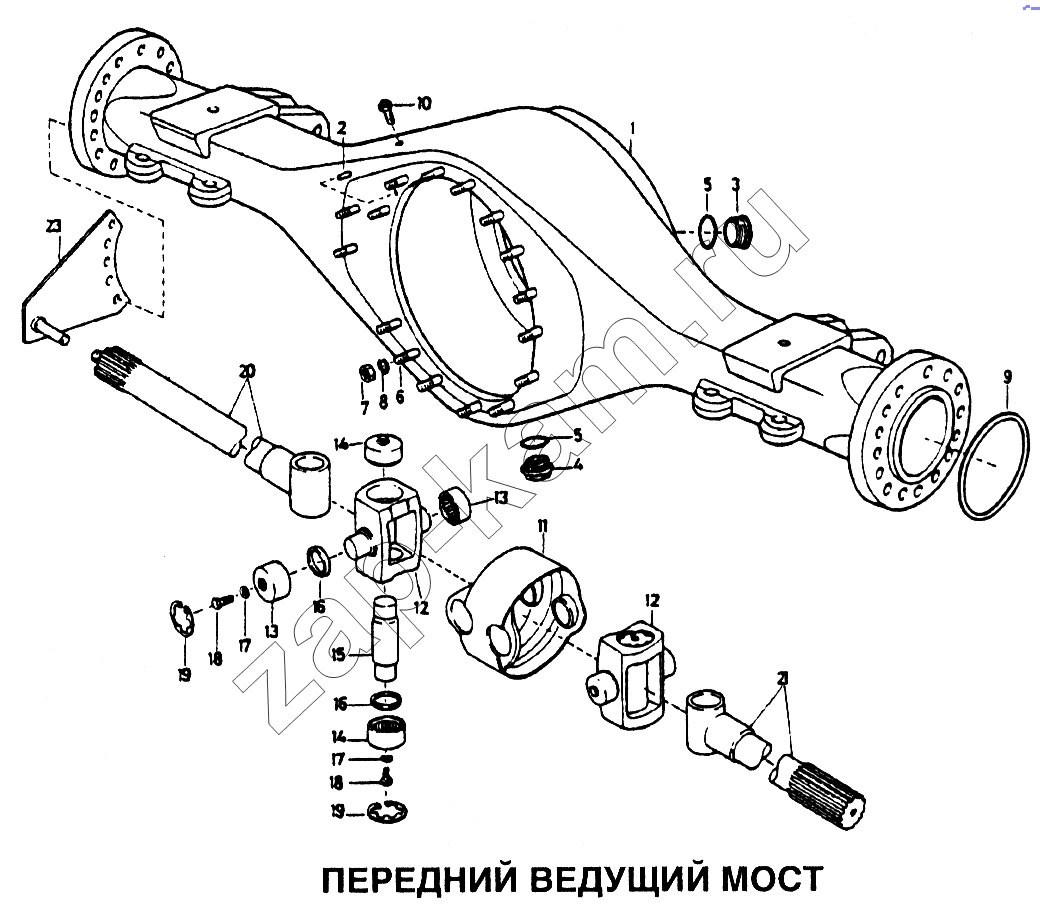 Схема/чертеж: Передний ведущий мост / HOWO Howo