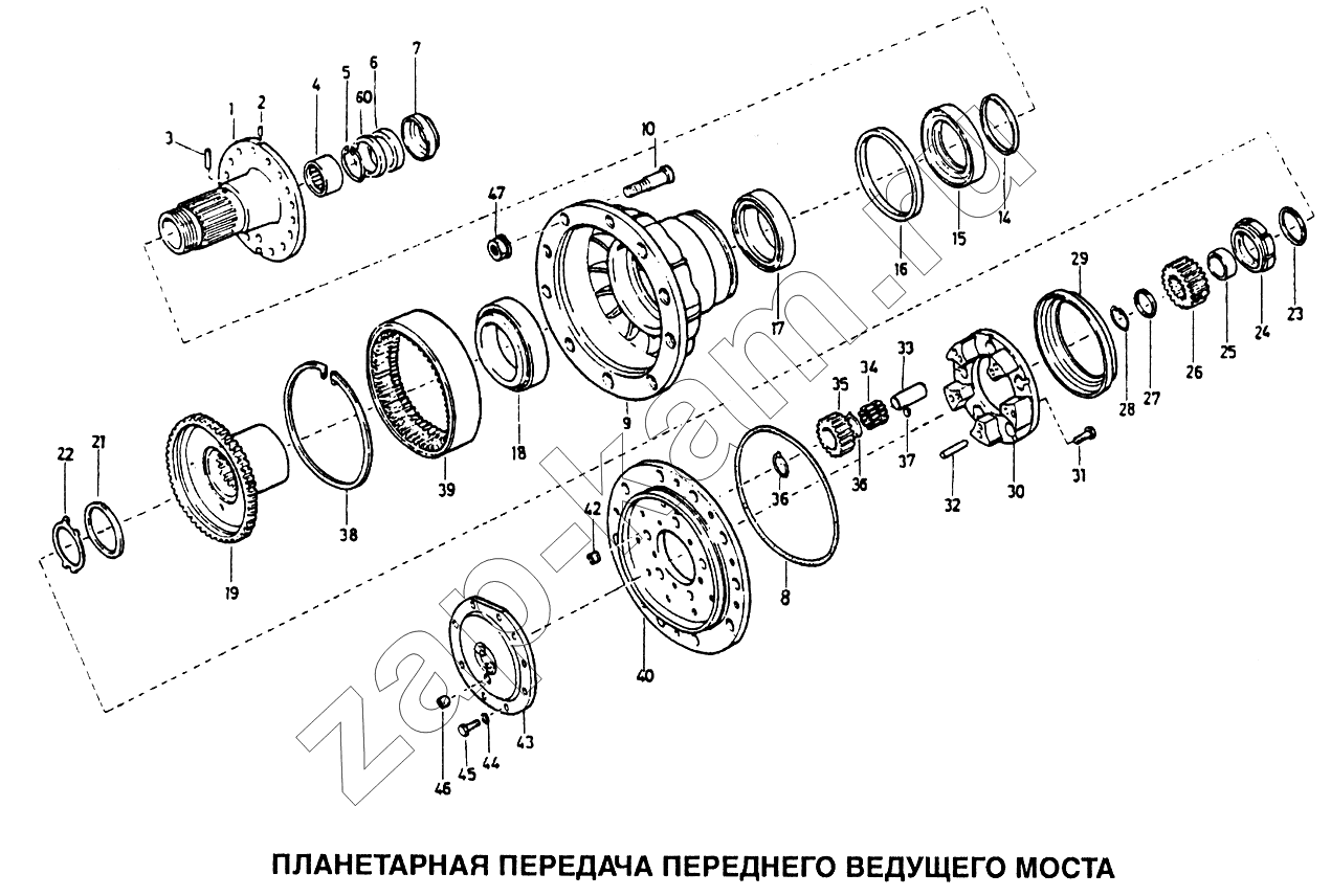 Схема/чертеж: Планетарная передача переднего ведущего моста / HOWO Howo