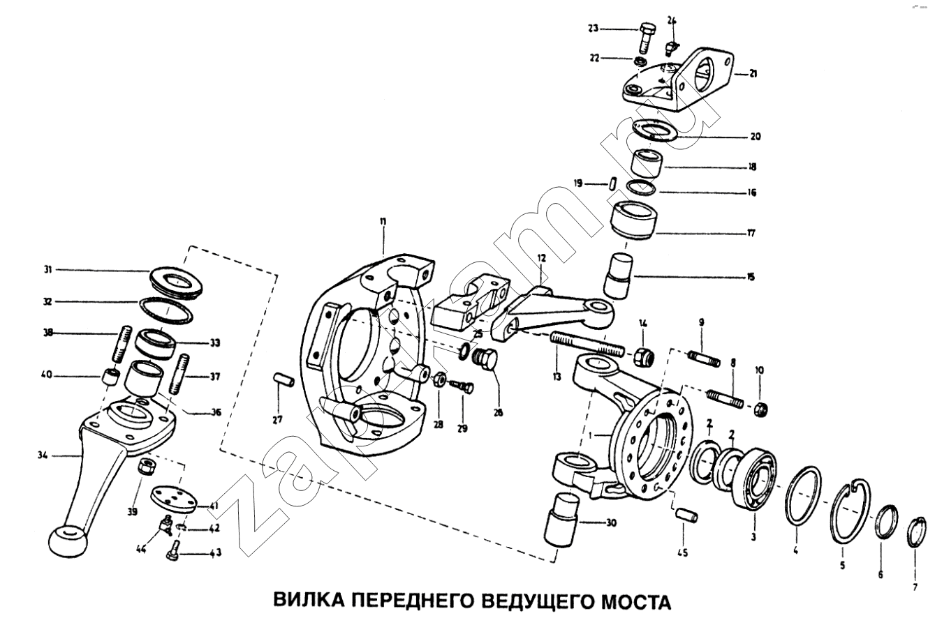 Схема/чертеж: Вилка переднего ведущего моста / HOWO Howo