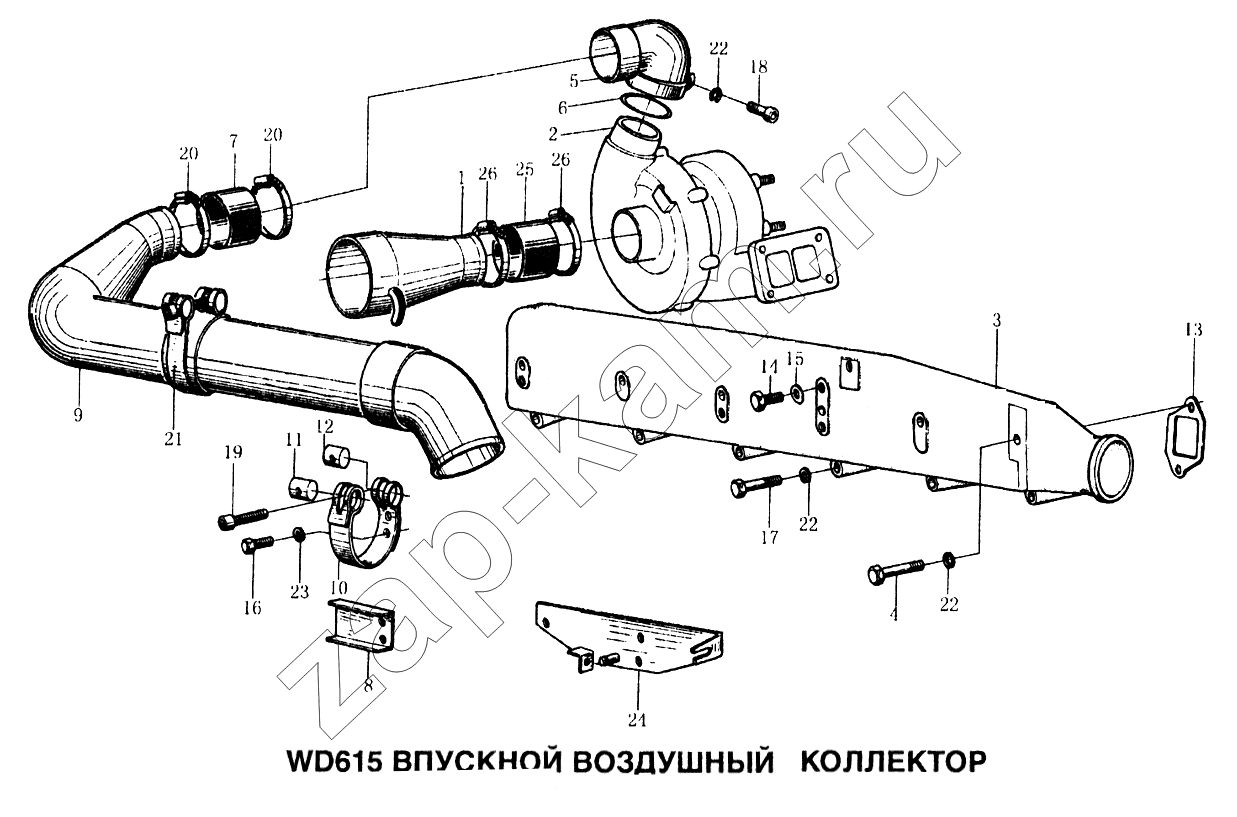 Схема/чертеж: Впускной воздушный коллектор / HOWO Howo