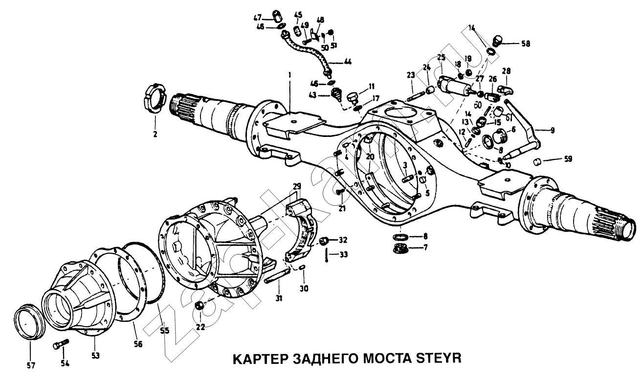 Схема/чертеж: Картер заднего моста STEYR / HOWO Howo
