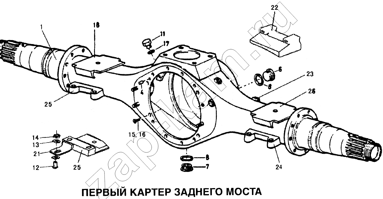 Схема/чертеж: Первый картер заднего моста / HOWO Howo
