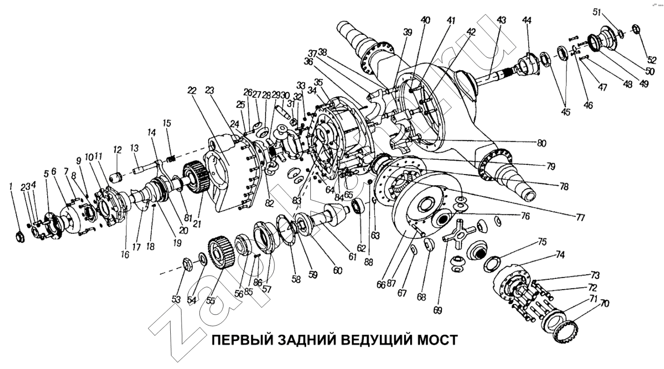 Схема/чертеж: Первый задний ведущий мост / HOWO Howo