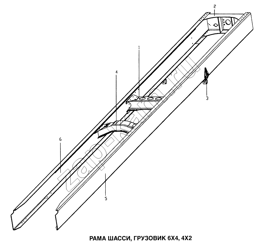 Схема/чертеж: Рама шасси, грузовик 6x4, 4x2 / HOWO Howo