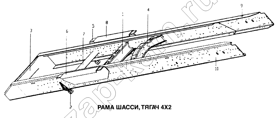 Схема/чертеж: Рама шасси, тягач 4x2 / HOWO Howo