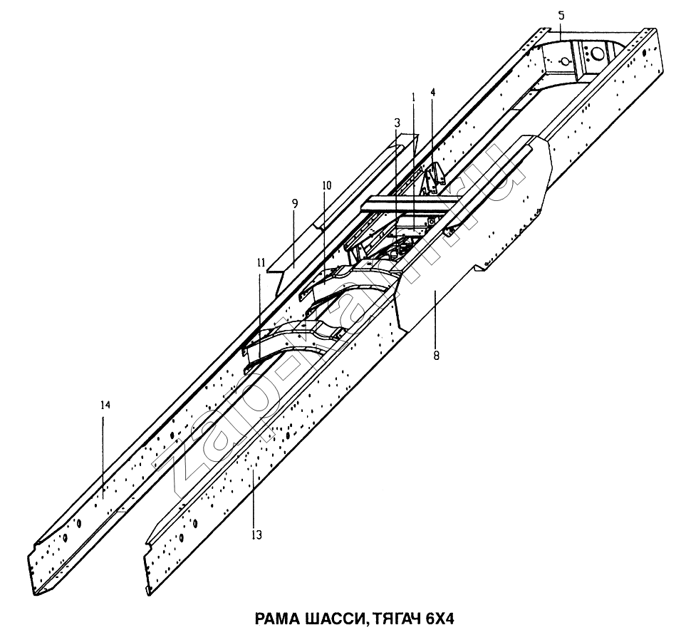 Схема/чертеж: Рама шасси, тягач 6x4 / HOWO Howo