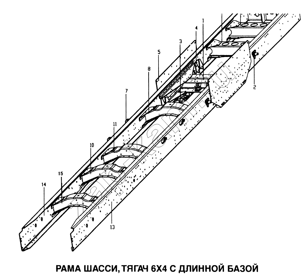 Схема/чертеж: Рама шасси, тягач 6x4 с длинной базой / HOWO Howo