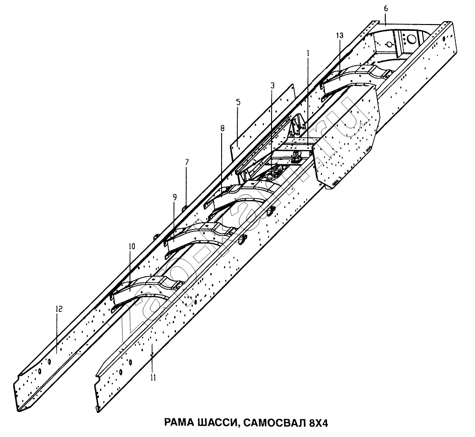 Схема/чертеж: Рама шасси, самосвал 8x4 / HOWO Howo