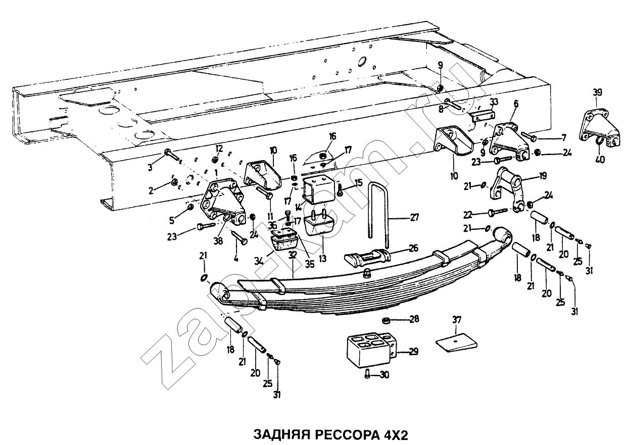 Схема/чертеж: Задняя рессора 4x2 / HOWO Howo