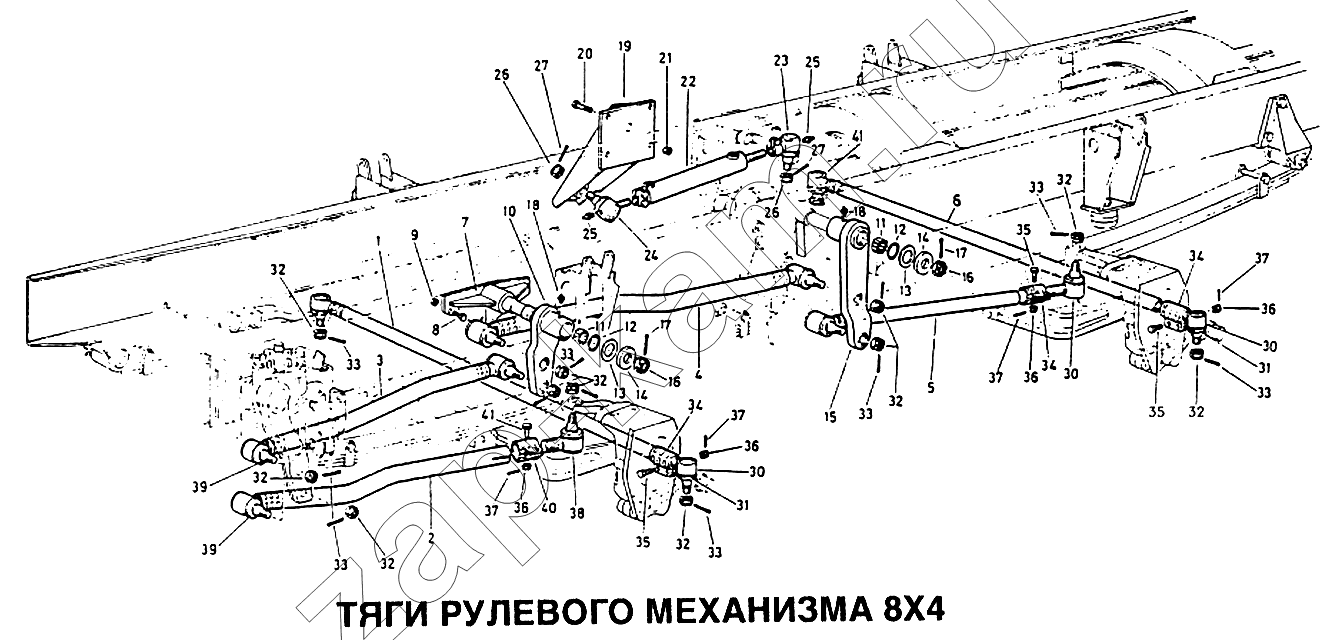 Схема/чертеж: Тяги рулевого механизма 8x4 / HOWO Howo