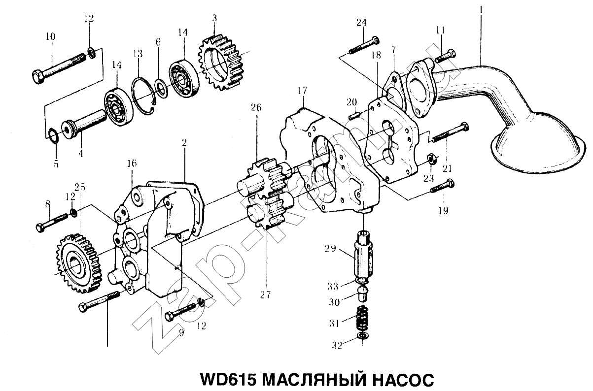 Схема/чертеж: Масляный насос / HOWO Howo